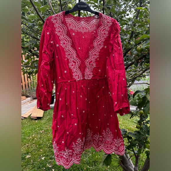ULLA JOHNSON Clarice Embroidered Eyelet Lace Babydoll Dress, Scarlett - Sz 8 - Picture 14 of 16